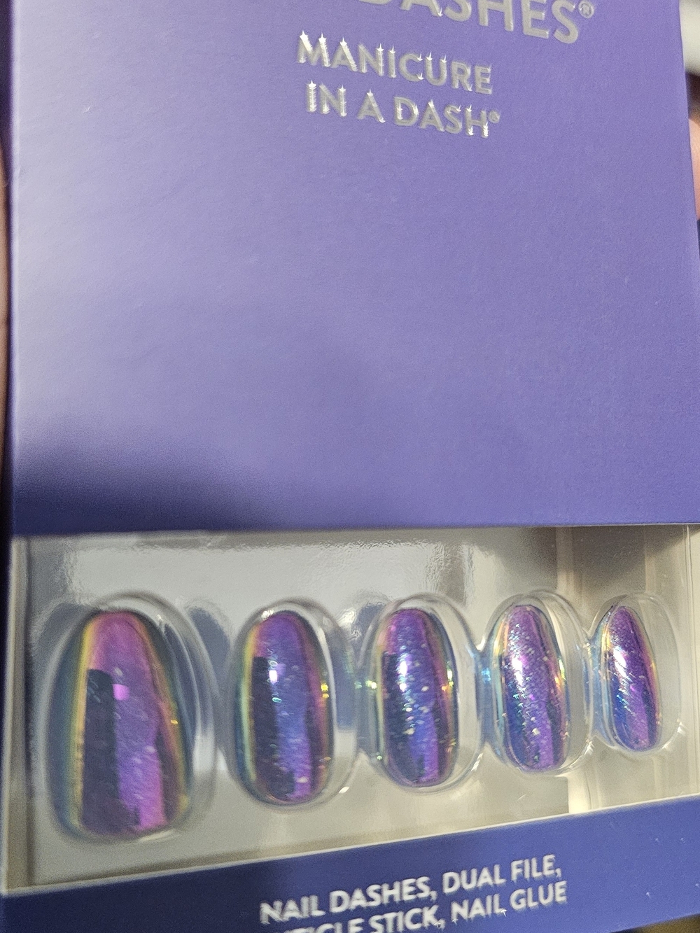 Nail Dashes Iridescent Purple Press-On Nails - Manicure In A Dash - Picture 2 of 4